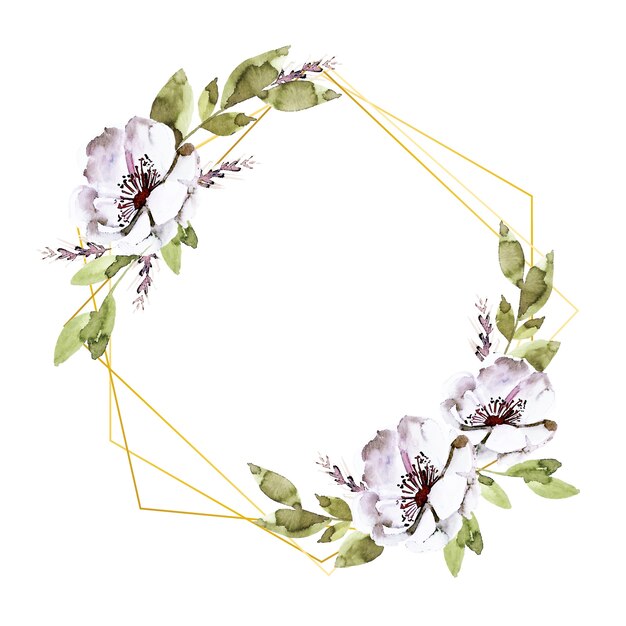 Golden polygonal frames with flowers