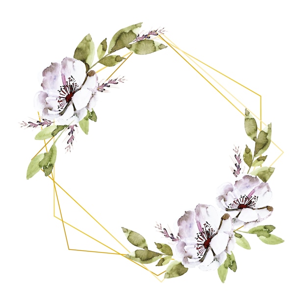 Golden polygonal frames with flowers