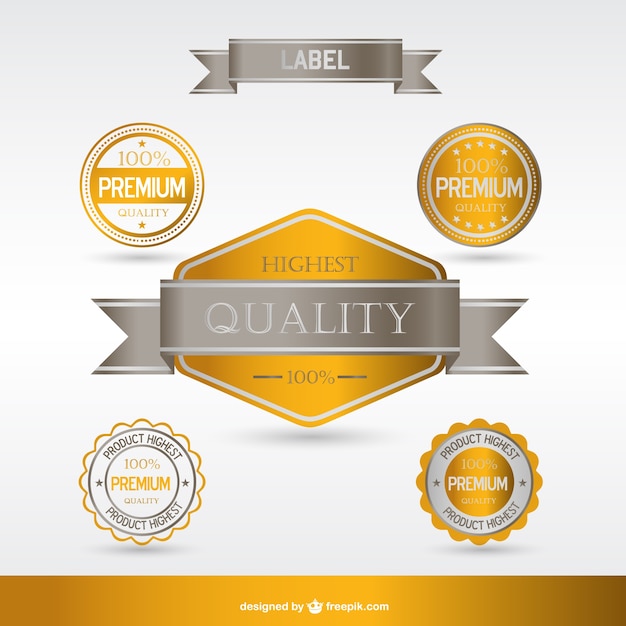 Free vector golden premium labels and badges