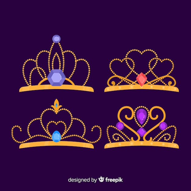 Free vector golden princess tiara collection