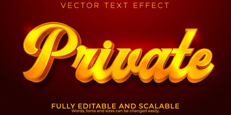 Free Vector golden private text effect, editable elegant and shiny text style