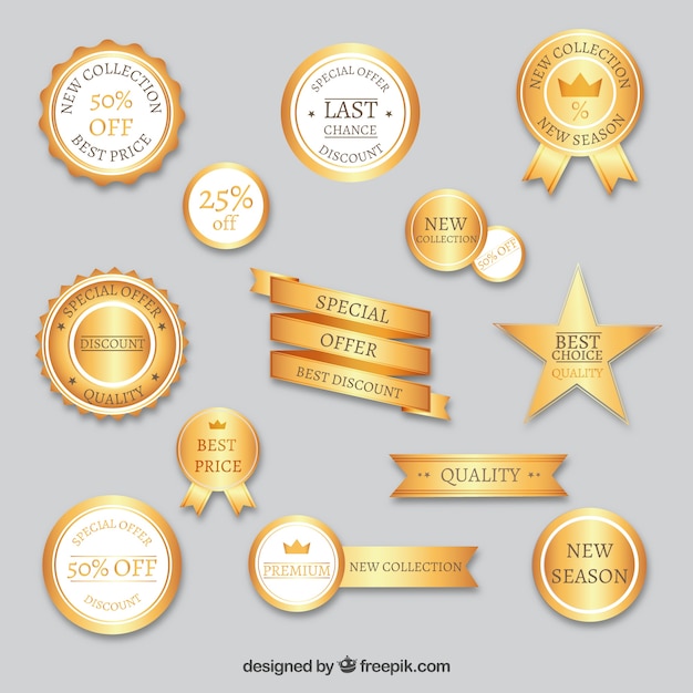 Free vector golden promotion emblems