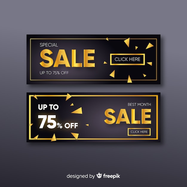 Golden promotional sales banner template