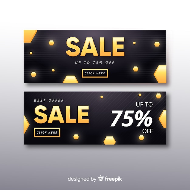 Golden promotional sales banner template