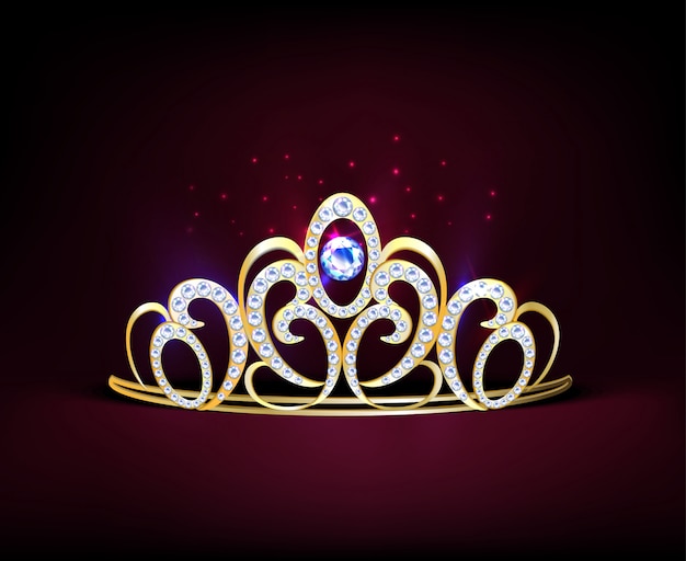 Vettore gratuito golden realistic diadem composition