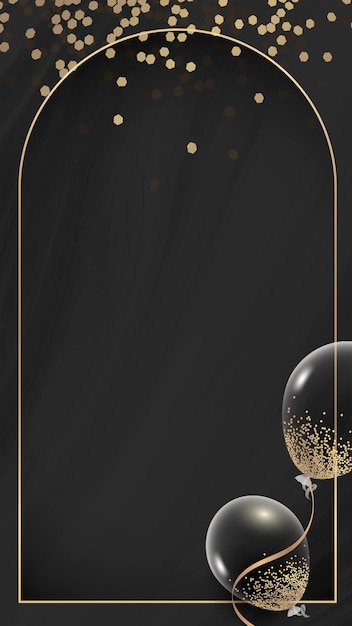 Золотой прямоугольник воздушные шары рамка дизайн обои для мобильного телефона