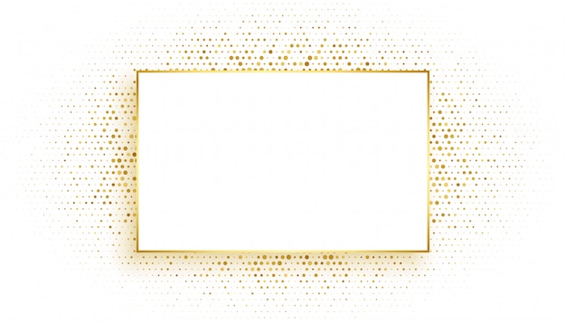 Golden rectangle frame with glitter background