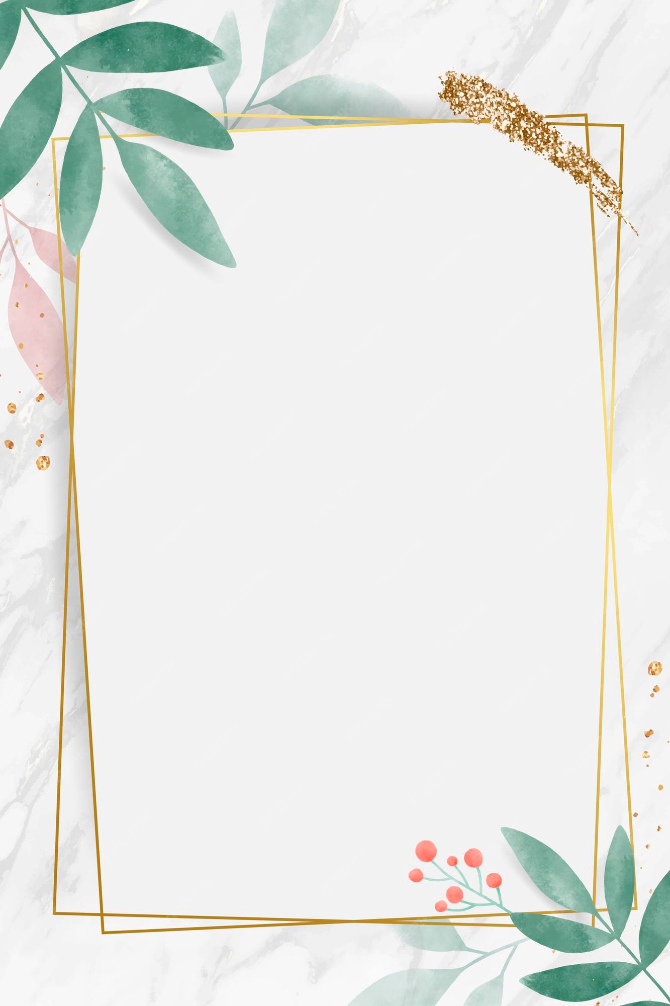 Free Vector | Golden rectangle with watercolor leafy frame