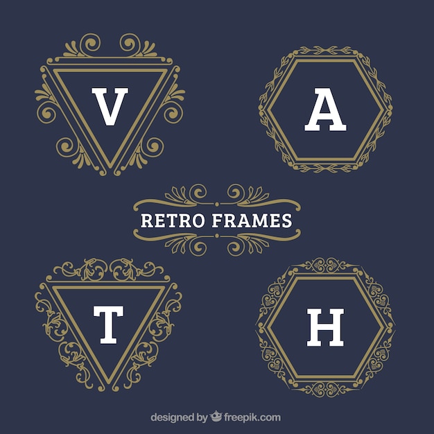 Free vector golden retro frames