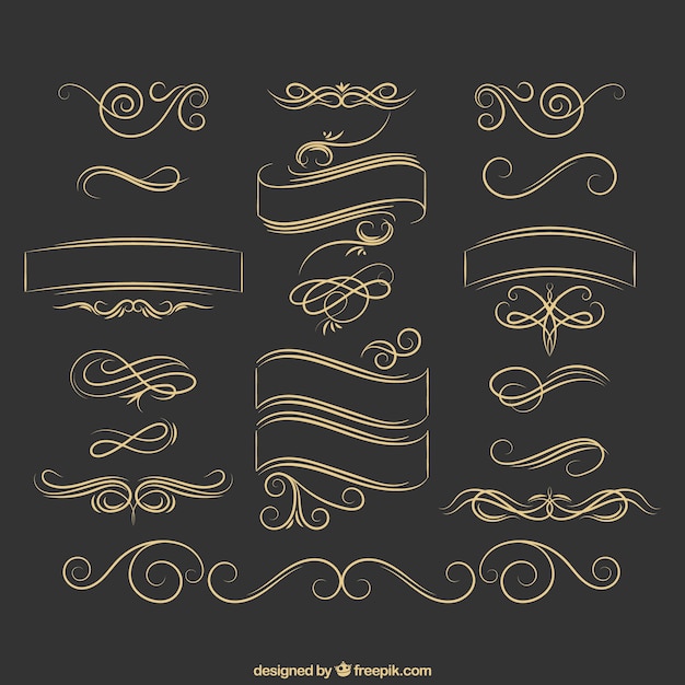 Free vector golden retro ornaments