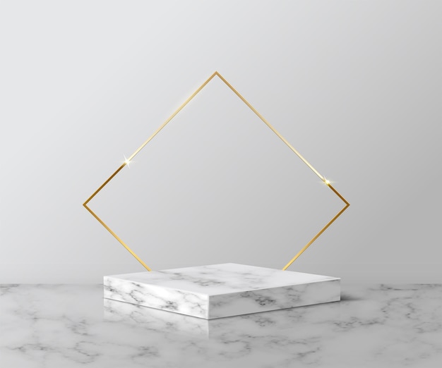 無料ベクター 授賞式のための部屋の抽象的な場所の床の石のパターンの幾何学的なステージの製品3d台座のための灰色の大理石の正方形の黄金のひし形