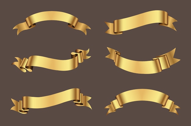 Free vector golden ribbons collection