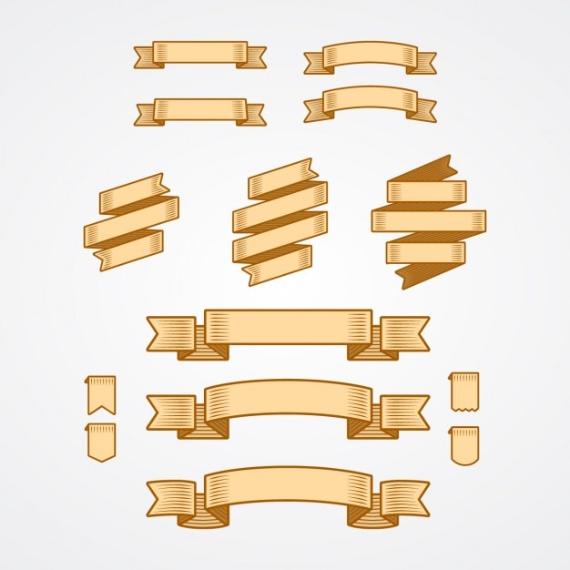 Golden Ribbons Collection Free Vector Download