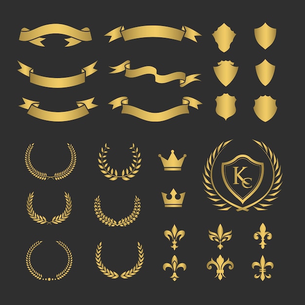 Бесплатное векторное изображение Коллекция золотых лент