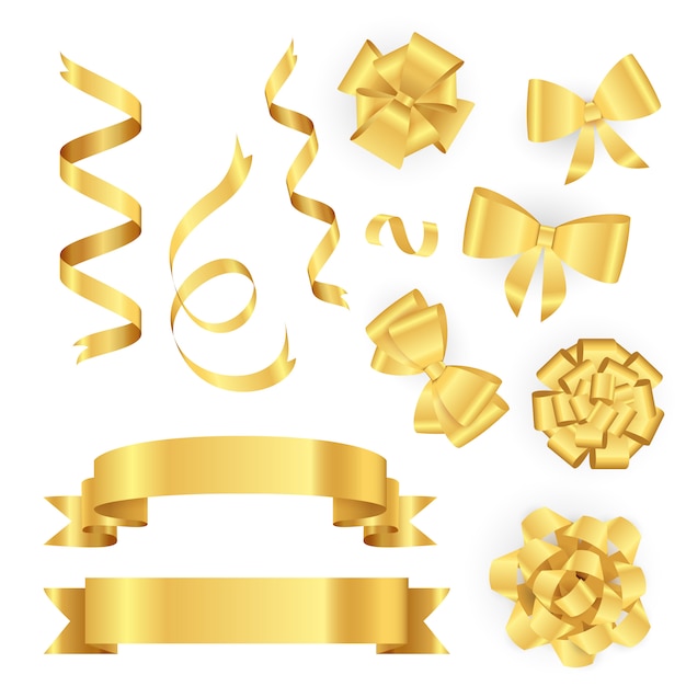 Golden ribbons for gift packing