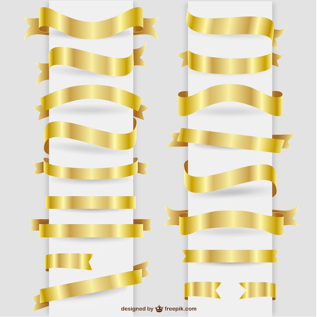 Free vector golden ribbons graphic elements set