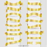 Бесплатное векторное изображение Золотые ленты графические элементы установлены