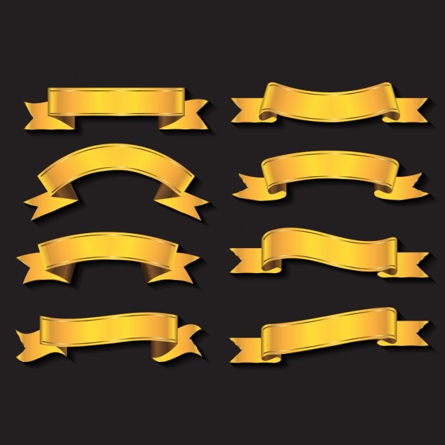 Free vector golden ribbons pack