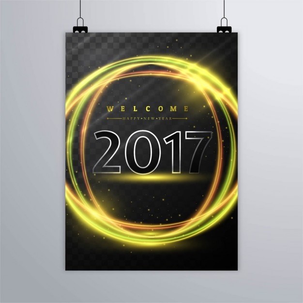 무료 벡터 새해 2017의 황금 반지 포스터