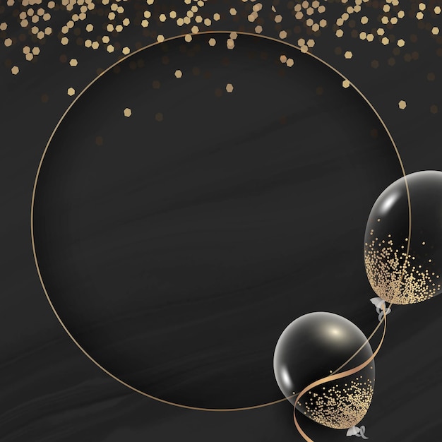 Free vector golden round balloons frame design vector