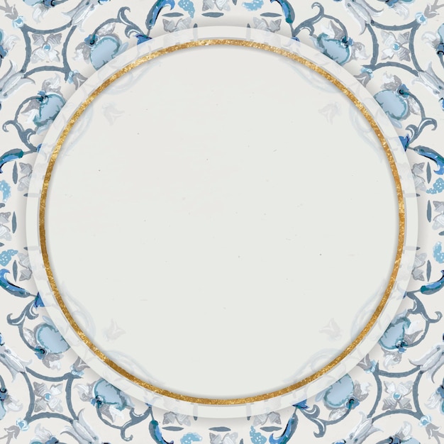 Free vector golden round frame in navy blue