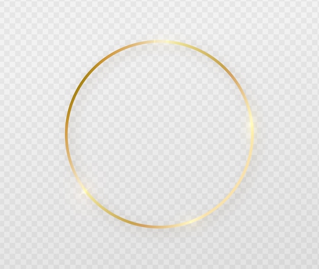 Golden round frame with light effects.