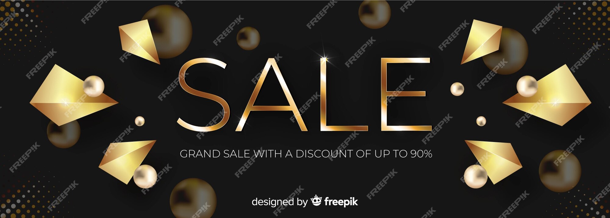 Free Vector | Golden sale banner with special offer