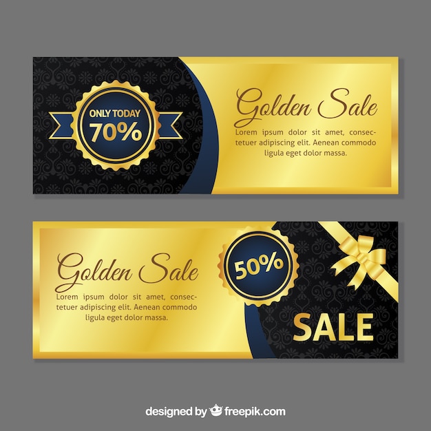 Free vector golden sale banners