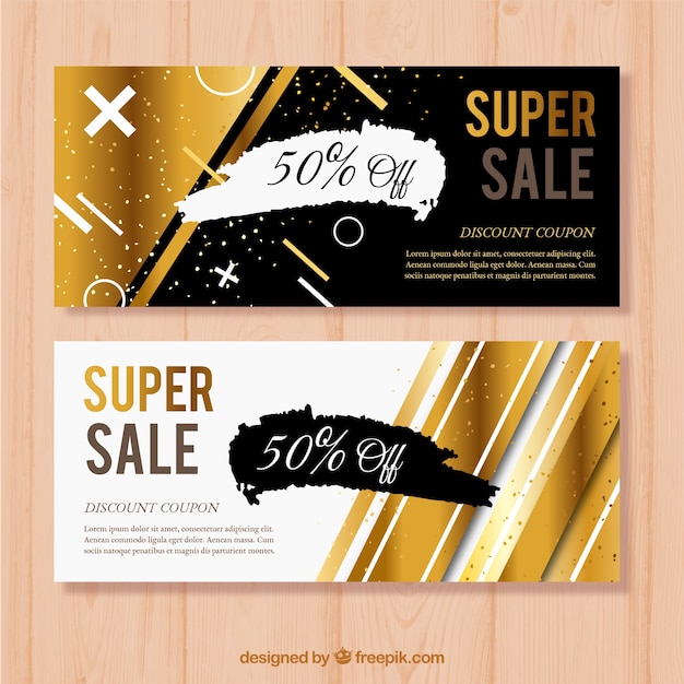 Free vector golden sale banners