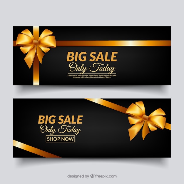 Golden sale banners
