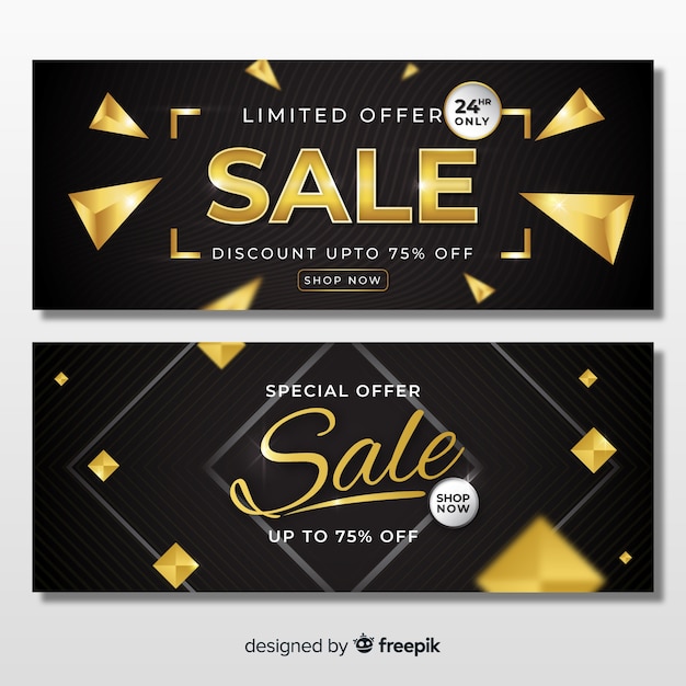 Free vector golden sales banner template