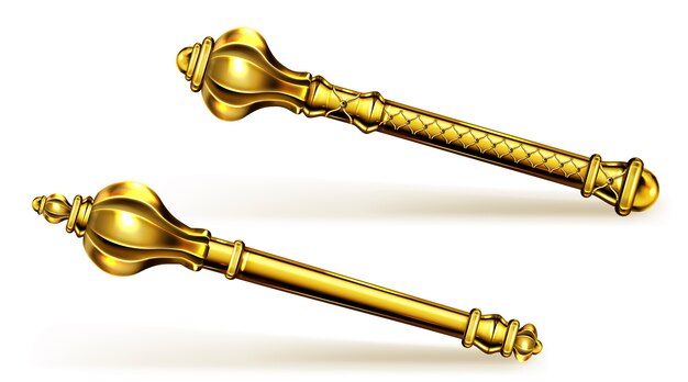Golden scepter for king or queen, royal wand for Monarch