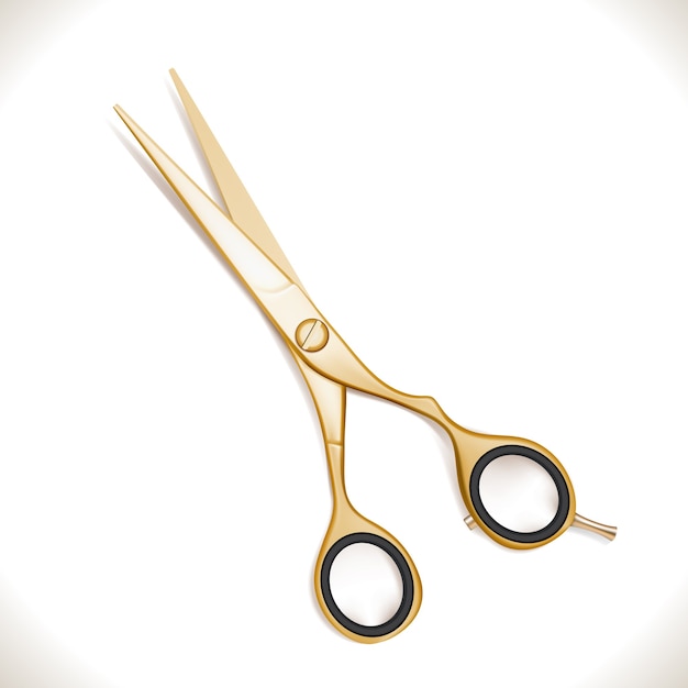 Golden scissors isolated