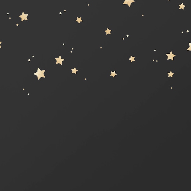 Golden shimmery stars pattern on black background