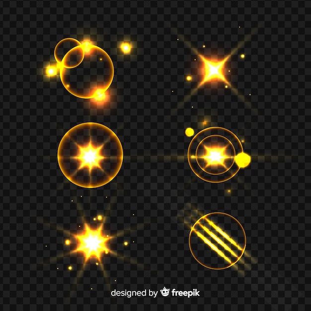 Free vector golden shine light effect collection