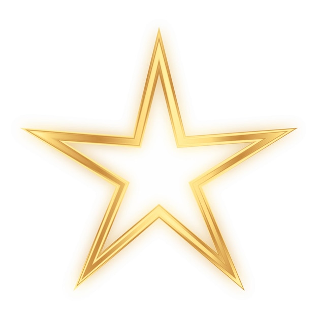 Golden and shiny star outline design vector