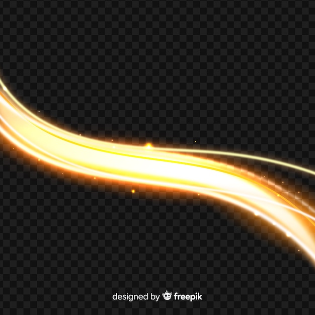 Free vector golden shiny wave light effect in dark