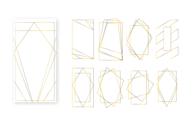 Golden simplistic polygonal frame collection