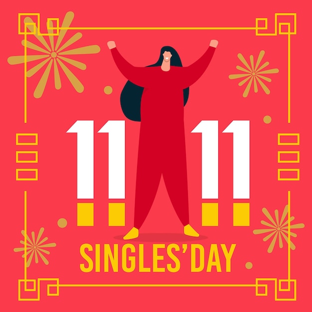 Free vector golden singles day concept