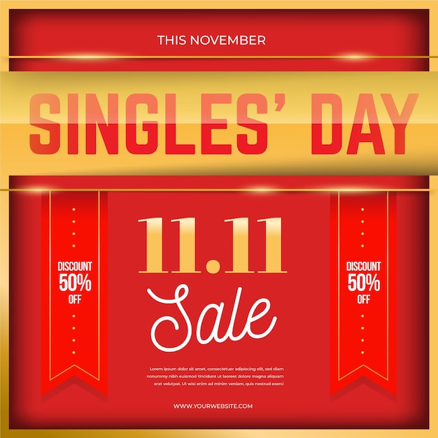 Free vector golden singles day concept