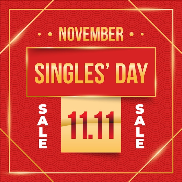 Free vector golden singles day concept