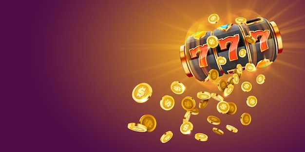 Golden slot machine wins the jackpot  big win concept casino jackpot