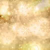 Free vector golden snowflakes bokeh background