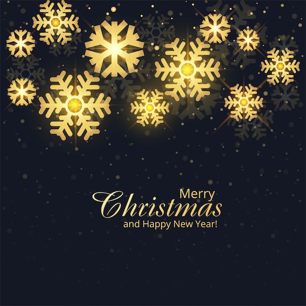 Free vector golden snowflakes merry christmas card holiday background