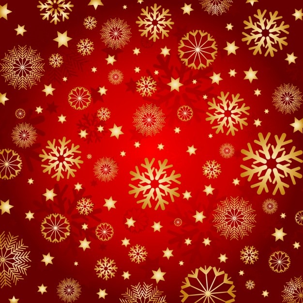Золотые снежинки на красном фоне