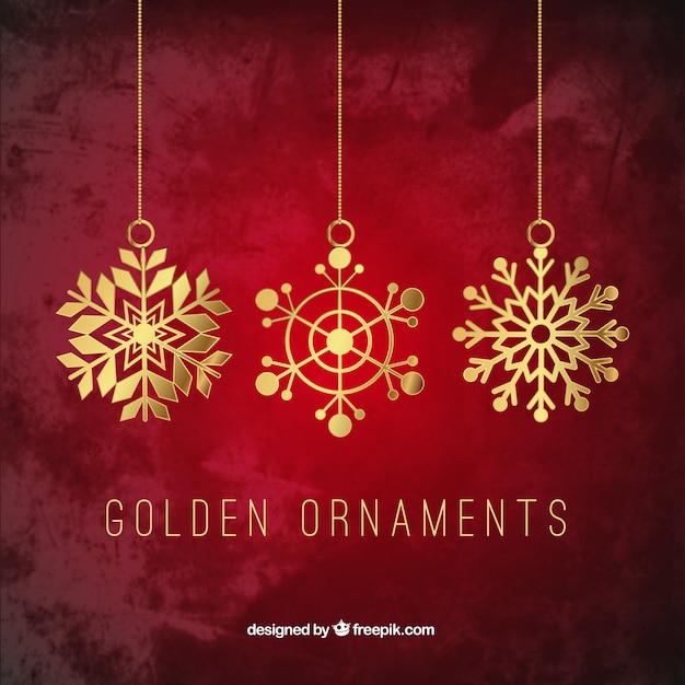 Golden snowflawes ornaments Free Vector