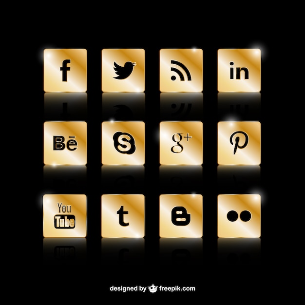 Golden social media icons