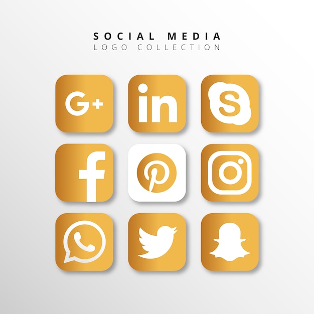 Vettore gratuito golden social media collection collection