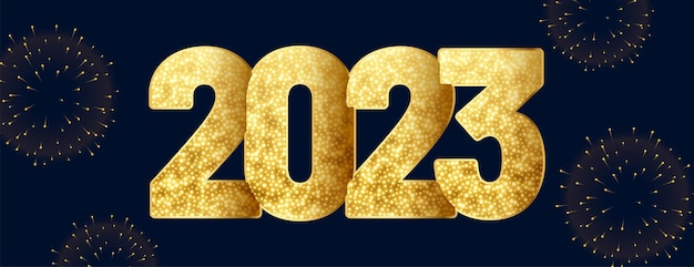 Free vector golden sparkle 2023 text on new year celebration banner