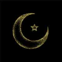Free vector golden sparkle crescent symbol islamic background design